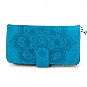 Teal Embossed Clutch Wallet